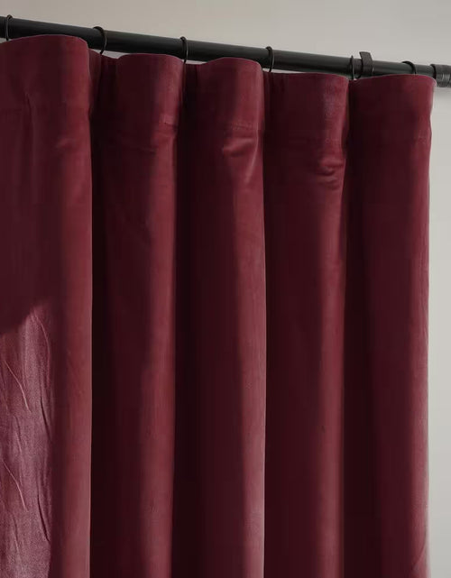 Load image into Gallery viewer, Crimson Rust Velvet Solid 50 In. W X 96 In. L Lined Rod Pocket Blackout Curtain
