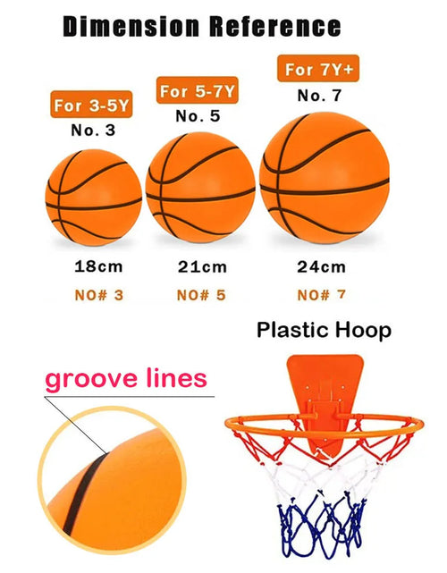 Load image into Gallery viewer, Silent Basketball Size 3/5/7 Indoor Dribble Quietly Foam Basketball Soft Ball Mute Bouncing Ball Airless Basket Ball Sports Toy
