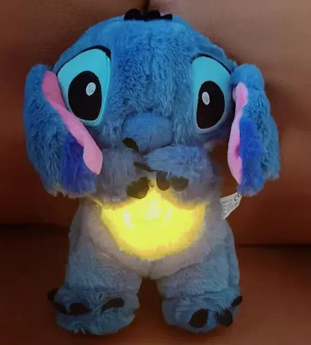 2024 New Lilo&Stitch Plush Doll Breath Child Peluche Kawaii Soothes Toy Anime Baby Music Light Sleep Toys Pink Stitch Kid Gifts