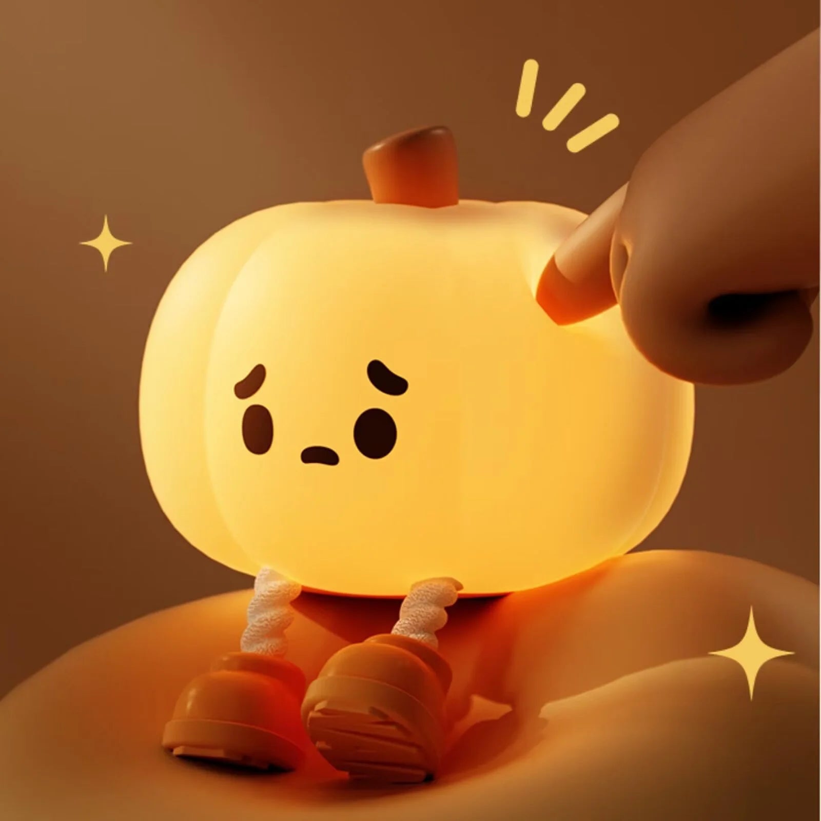 Cute LED Pumpkin Night Light, Kids Pumpkin Silicone Night Light, Adjustable Light Rechargeable Bedside Lamp, Cute and Funny Desk and Halloween Decoration Toy