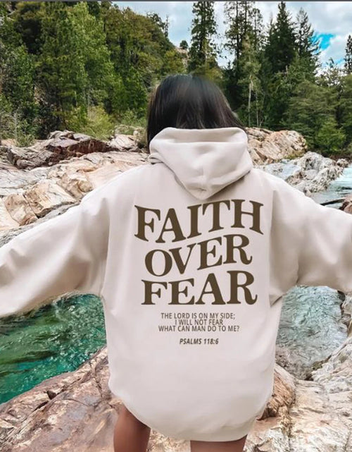 Load image into Gallery viewer, Faith over Fear Christian Hoodie for Woman Christian Sweatshirt Jesus Sweatshirt Cotton Female Pullover Bible Verse Clothes
