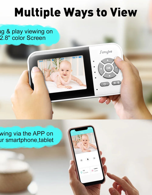 Load image into Gallery viewer, Upgrate Video Baby Monitor,Wifi Baby Camera,2.8&quot; LCD Display and App Control,1200Ft Long Range,2 Way Talk,Auto Night Vision,Sound Alert,Vox,Temperature Sensor 5 Lullabies Feeding Remind
