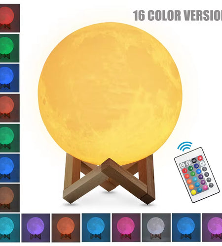 Dropship 3D Print Rechargeable Moon Lamp LED Night Light Creative Touch Switch Moon Light for Bedroom Decoration Birthday Gift