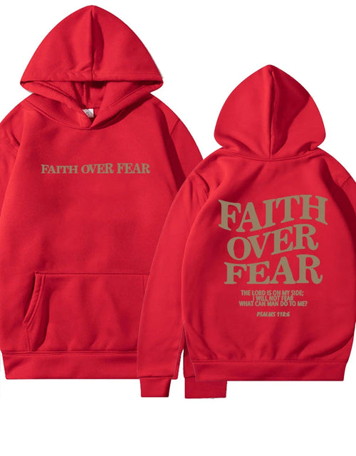 Load image into Gallery viewer, Faith over Fear Christian Hoodie for Woman Christian Sweatshirt Jesus Sweatshirt Cotton Female Pullover Bible Verse Clothes
