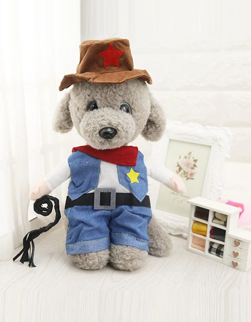 Load image into Gallery viewer, Pet Dog Cat Costume Cowboy Jeans Hoodie Shirts Halloween Costume Jumpsuit Puppy Clothes Funny Coat
