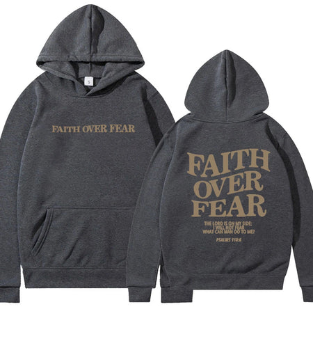 Faith over Fear Christian Hoodie for Woman Christian Sweatshirt Jesus Sweatshirt Cotton Female Pullover Bible Verse Clothes