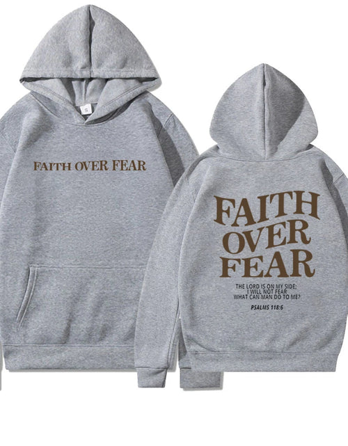 Load image into Gallery viewer, Faith over Fear Christian Hoodie for Woman Christian Sweatshirt Jesus Sweatshirt Cotton Female Pullover Bible Verse Clothes
