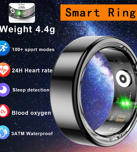 For HUAWEI XIAOMI SAMSUNG Smart Ring Men Titanium Steel Shell Health Monitoring 3ATM Waterproof 100+ Sport Modes Smartring Women