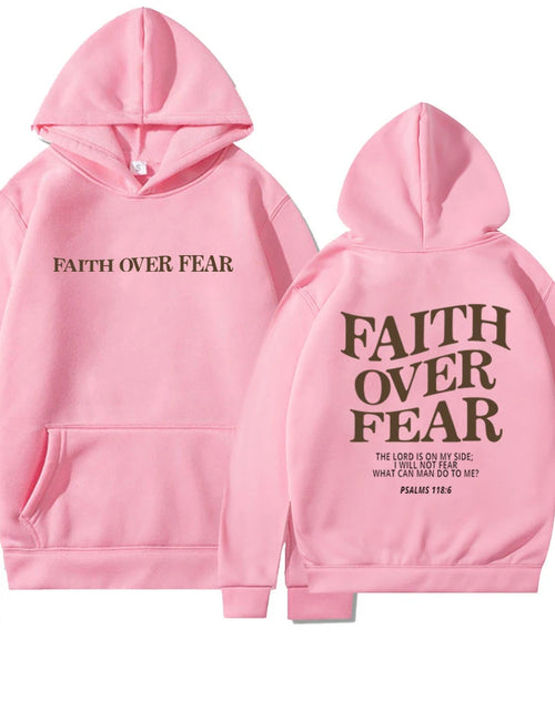 Load image into Gallery viewer, Faith over Fear Christian Hoodie for Woman Christian Sweatshirt Jesus Sweatshirt Cotton Female Pullover Bible Verse Clothes
