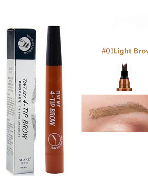 Load image into Gallery viewer, 4 Fork Makeup Eyebrow Pen Waterproof 4D Brown Eyebrow Tint Tattoo Cosmetic Long Lasting Natural Make up Eye Brow Pencil
