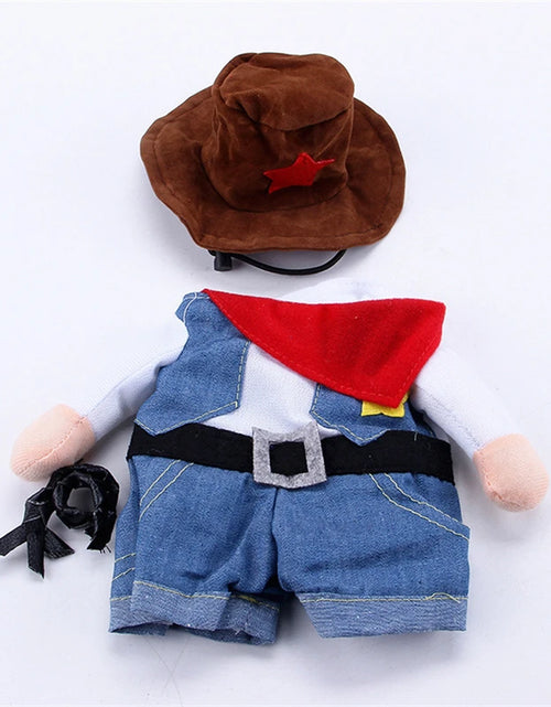 Load image into Gallery viewer, Pet Dog Cat Costume Cowboy Jeans Hoodie Shirts Halloween Costume Jumpsuit Puppy Clothes Funny Coat
