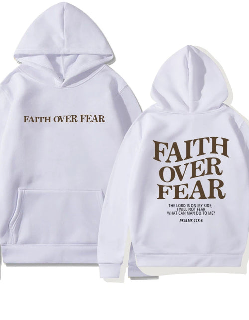 Load image into Gallery viewer, Faith over Fear Christian Hoodie for Woman Christian Sweatshirt Jesus Sweatshirt Cotton Female Pullover Bible Verse Clothes
