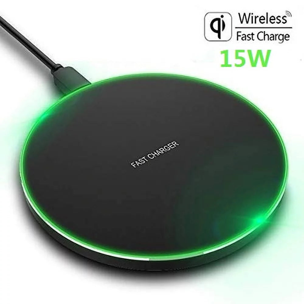 Wireless Charger 15W Fast Charge Aluminum Wireless Charging Pad for Iphone 15Pro Max 15 14 13 12 11/XS/XR/8, Samsung Galaxy S23 S22/S21, Note 20/10