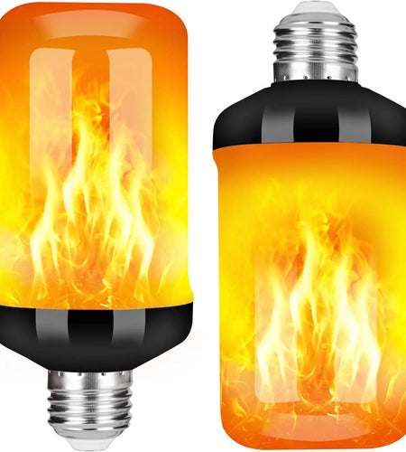 Upgraded LED Flame Light Bulb, 4 Modes Fire Flame Light Bulbs with Upside down Effect, E26 Base Flickering Light Bulbs for Halloween, Party, Outdoor, Indoor, Halloween Decor (2 Pack)