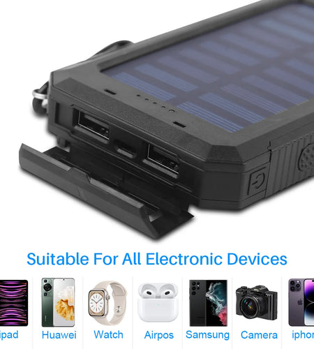 20000Mah Portable Power Bank Solar Charger for Cell Phone and Android, Solar Phone Chargers with Dual 5V USB Ports and 2 Led Flashlight