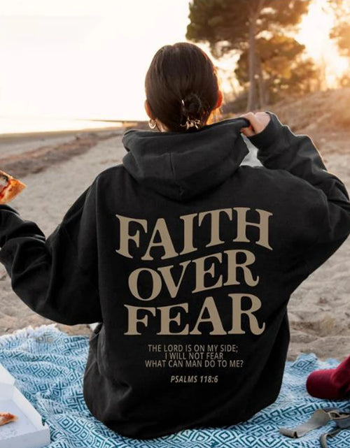 Load image into Gallery viewer, Faith over Fear Christian Hoodie for Woman Christian Sweatshirt Jesus Sweatshirt Cotton Female Pullover Bible Verse Clothes
