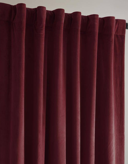 Load image into Gallery viewer, Crimson Rust Velvet Solid 50 In. W X 96 In. L Lined Rod Pocket Blackout Curtain
