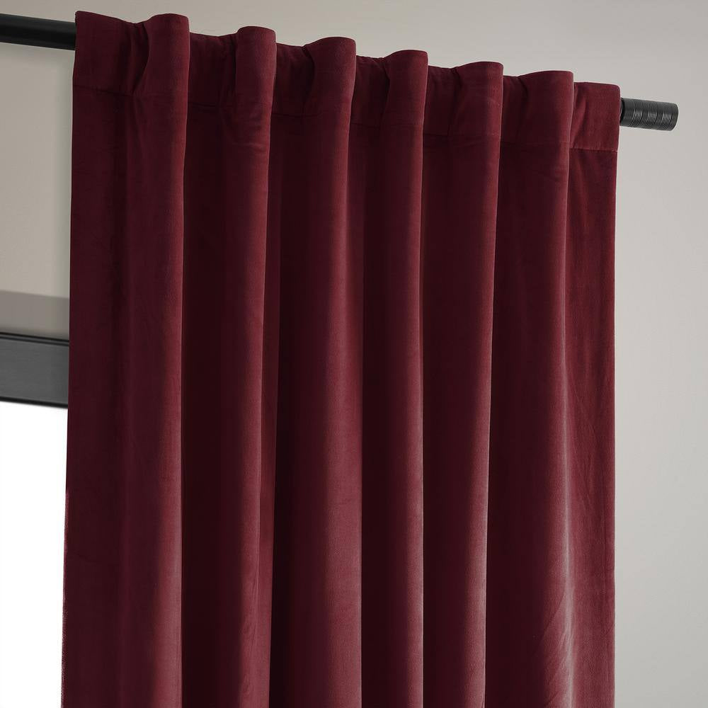 Crimson Rust Velvet Solid 50 In. W X 96 In. L Lined Rod Pocket Blackout Curtain