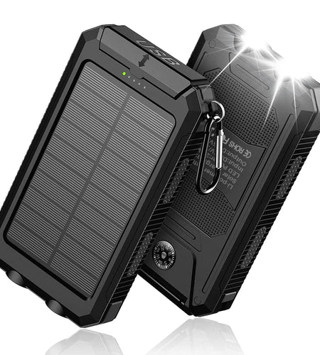 20000Mah Portable Power Bank Solar Charger for Cell Phone and Android, Solar Phone Chargers with Dual 5V USB Ports and 2 Led Flashlight