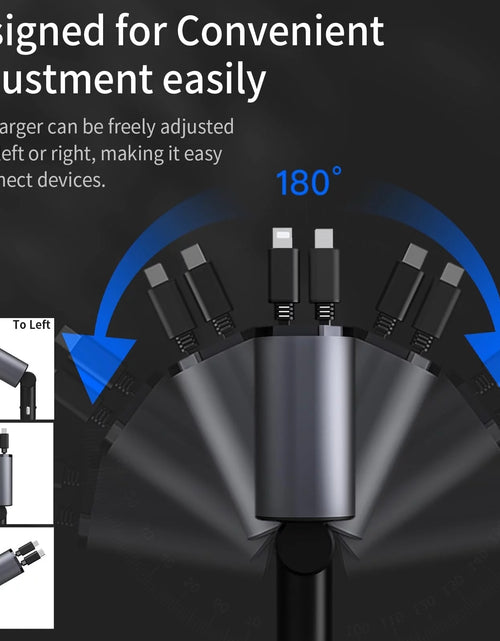 Load image into Gallery viewer, 4 in 1 Retractable Car Charger, 100W Fast Car Phone Charger with Iphone and Type C Cable and 2 Charging Ports Car Charger Adapter

