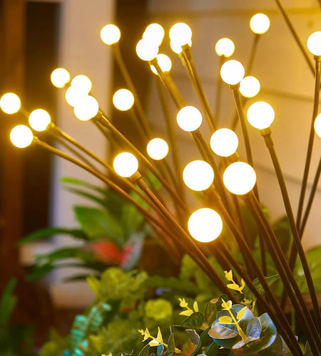 8 LED Solar Garden Lights Powered Firefly Lights Outdoor Waterproof Vibrant Garden Lights for Patio Pathway Decoration,Warm