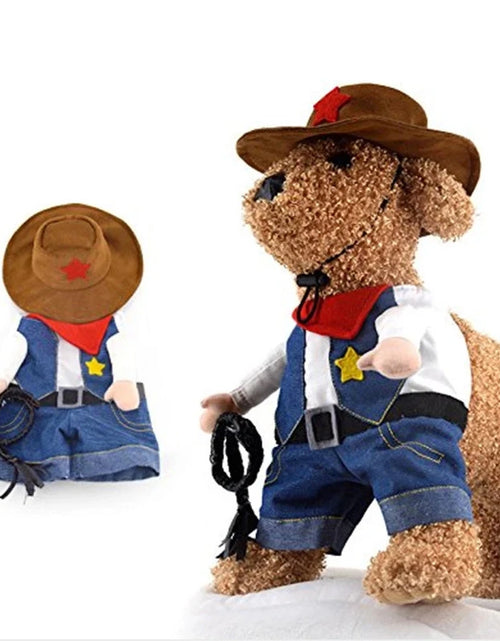 Load image into Gallery viewer, Pet Dog Cat Costume Cowboy Jeans Hoodie Shirts Halloween Costume Jumpsuit Puppy Clothes Funny Coat
