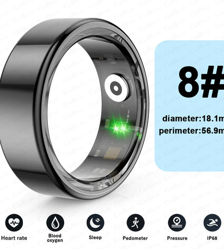 For HUAWEI XIAOMI SAMSUNG Smart Ring Men Titanium Steel Shell Health Monitoring 3ATM Waterproof 100+ Sport Modes Smartring Women