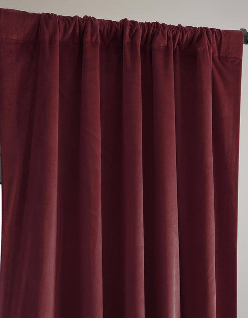 Load image into Gallery viewer, Crimson Rust Velvet Solid 50 In. W X 96 In. L Lined Rod Pocket Blackout Curtain
