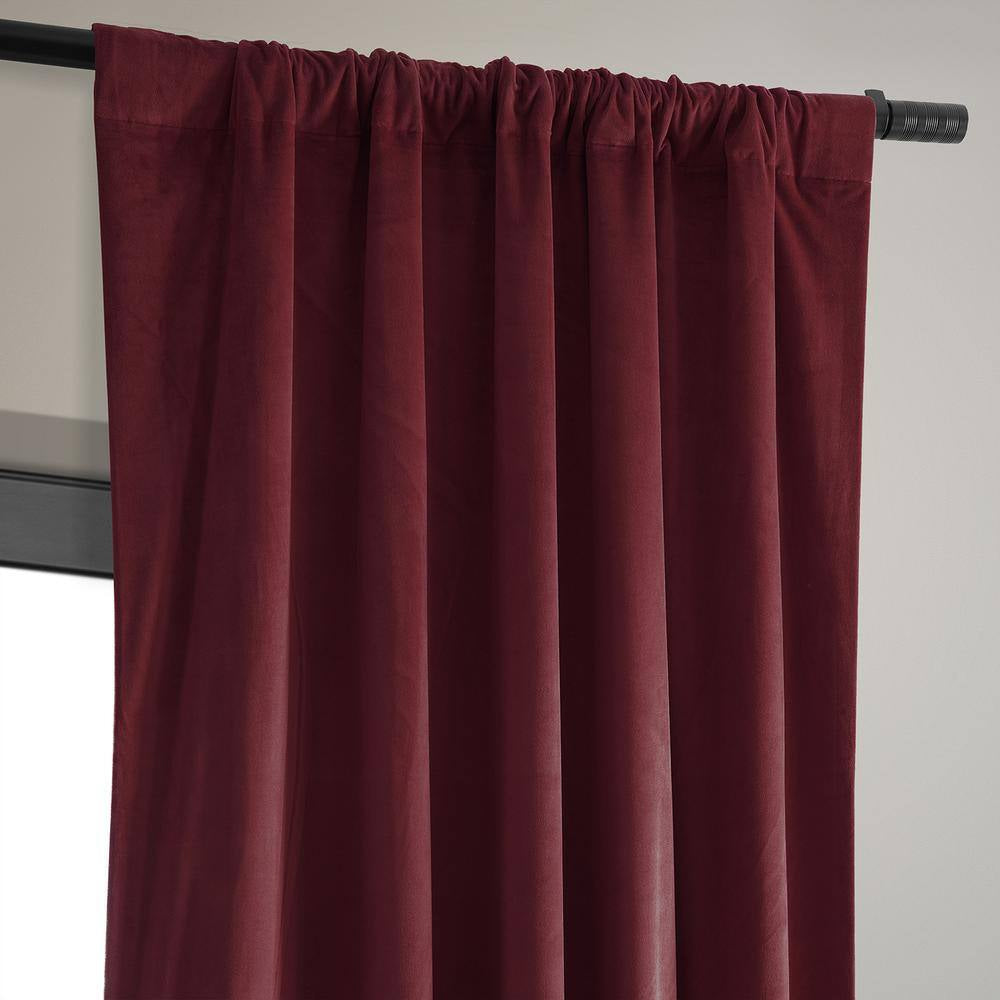 Crimson Rust Velvet Solid 50 In. W X 96 In. L Lined Rod Pocket Blackout Curtain