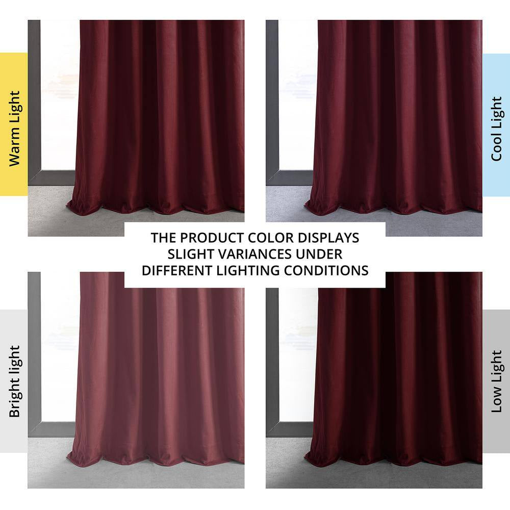 Crimson Rust Velvet Solid 50 In. W X 96 In. L Lined Rod Pocket Blackout Curtain