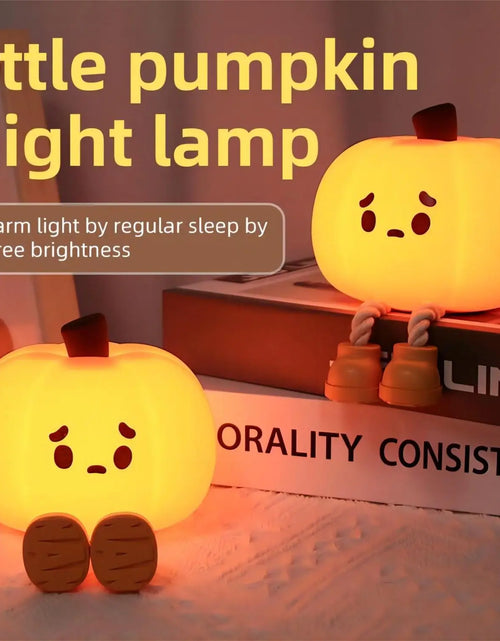 Load image into Gallery viewer, Cute Pumpkin LED Night Light Cartoon Silicone Lamp USB Rechargeable Timing Sleeping Lamp Bedroom Decoration for Children
