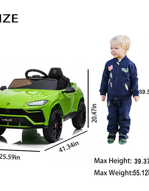 Load image into Gallery viewer, Ride on Toys for Kids, 12V Lamborghini Urus Power Ride on Truck Cars with Remote Control, Horn, Radio, USB Port, AUX, Spring Suspension, Opening Door, LED Light - Blue, CL61
