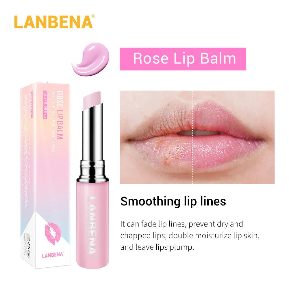 Chameleon Lip Balm Hyaluronic Acid Rose Moisturizing Natural Nourishing Smoothing Lip Lines Long-Lasting Lip Care