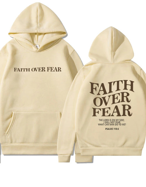 Load image into Gallery viewer, Faith over Fear Christian Hoodie for Woman Christian Sweatshirt Jesus Sweatshirt Cotton Female Pullover Bible Verse Clothes
