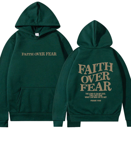Faith over Fear Christian Hoodie for Woman Christian Sweatshirt Jesus Sweatshirt Cotton Female Pullover Bible Verse Clothes