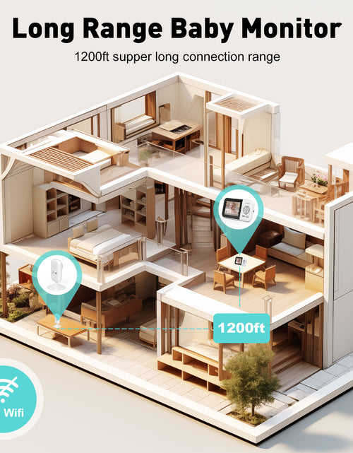 Load image into Gallery viewer, Upgrate Video Baby Monitor,Wifi Baby Camera,2.8&quot; LCD Display and App Control,1200Ft Long Range,2 Way Talk,Auto Night Vision,Sound Alert,Vox,Temperature Sensor 5 Lullabies Feeding Remind
