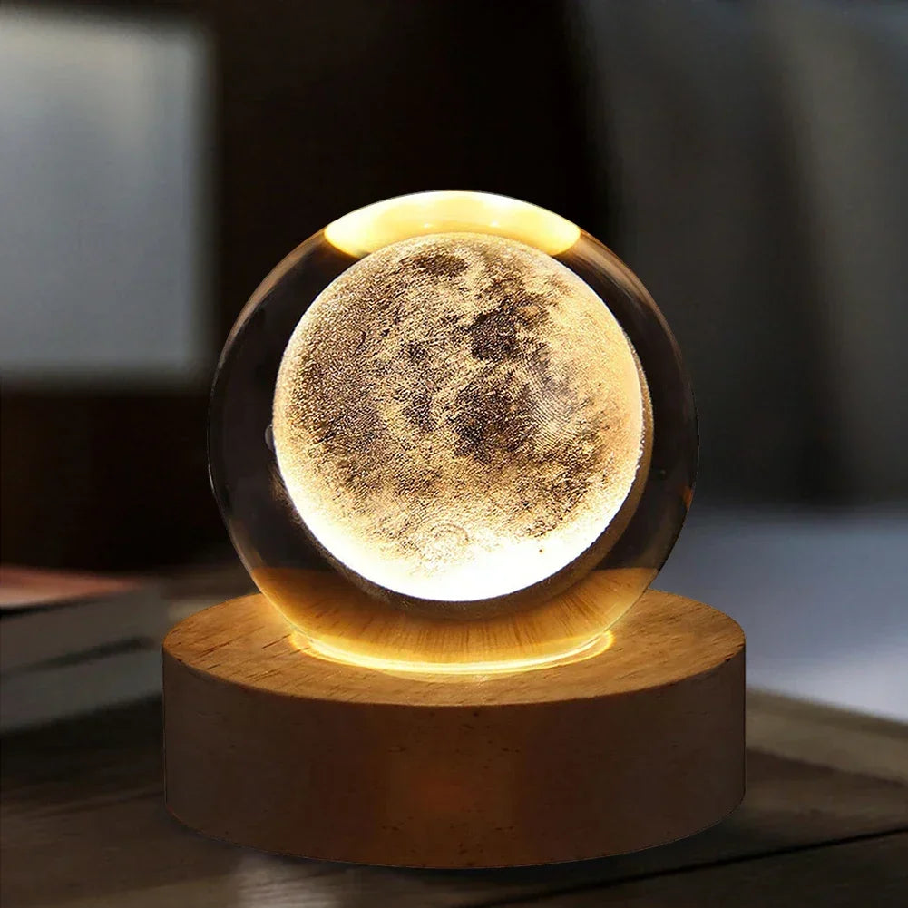 Unique 3D Crystal Ball Lamp with Galaxy and Planetary Projections USB Night Light for Cozy Atmosphere Plasma Ball