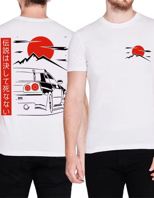 Load image into Gallery viewer, Japanese Style Car JDM Culture GTR Racing T Shirts Back Print Street Wear Original Design Oversized 100% Cotton Tops Tee Homme
